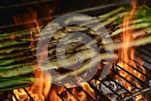 Barbecuing calcots, onions typical of Catalonia