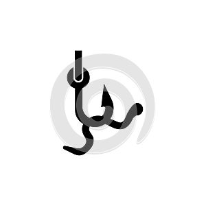 Barbed Fish Hook with Worm Vector Icon