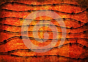 Barbed Wire background over red