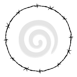 Barbed Wire Black Circle Frame Vector