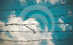 Barbed Wire with Blue Sky