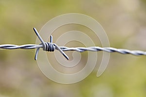 Barbed wire close up with copy space