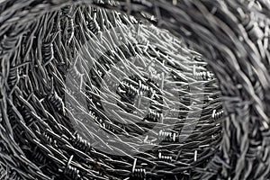 Barbed wire coil interior forming tunnel