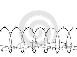 Barbed wire curled in spiral
