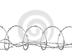 Barbed wire curled in spiral