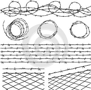 Barbed wire elements