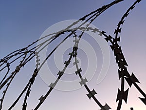 Barbed wire fence background