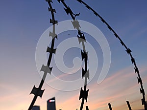 Barbed wire fence background