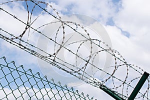 Barbed wire fence outside felony prison freedom stop trespassing security