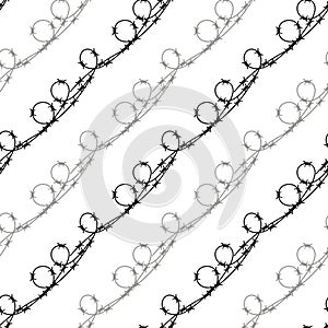 Barbed Wire Fence Seamless Pattern. Stylized Prison Concept. Symbol of Not Freedom. Metal Loop Wire.