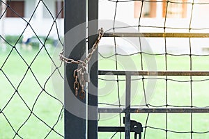 Barbed wire fences with locking the door tightly