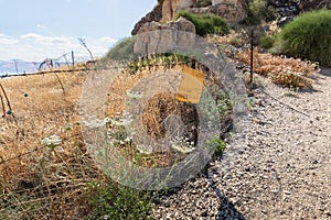 Barbed  wire fencing minefields from ruins of the Greek - Roman city of the 3rd century BC - the 8th century AD Hippus - Susita on