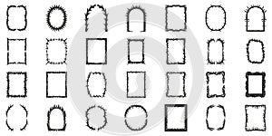 Barbed Wire Frame Designs Set. Edgy And Rustic Border Collection. Isolated Vector Illustration