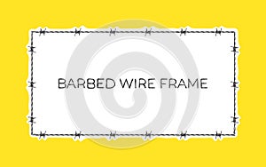 Barbed wire frame. Razor wire. Concept background. Vector scalable graphics