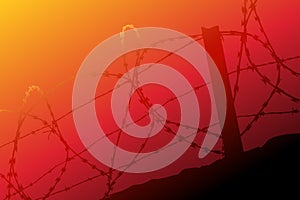 Barbed wire on gradient background