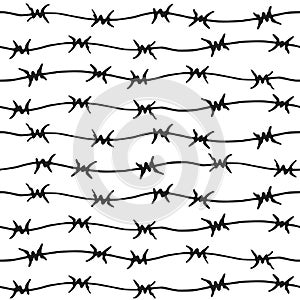 Barbed wire Hand drawn seamless pattern.