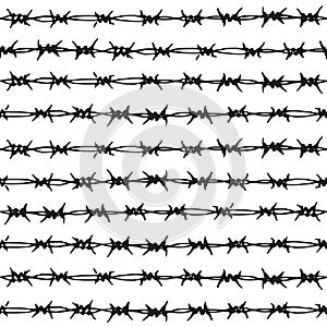 Barbed wire Hand drawn seamless pattern.