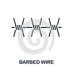 Barbed Wire icon. Monochrome simple line War icon for templates, web design and infographics