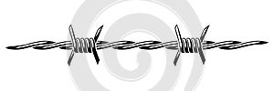 Barbed wire illustration. Sharp barbwire border chain.