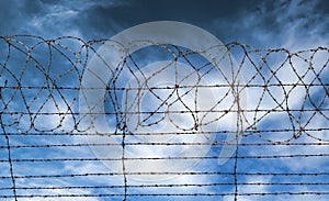 Barbed wire jail or gaol fence