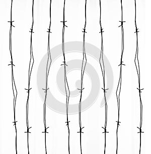 Barbed wire mesh fence. Concept of freedom. A barbed wire fence. isolated on white background. illustration