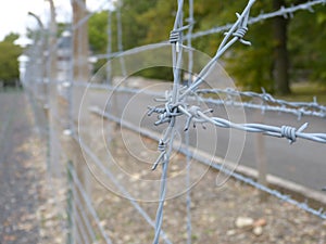 barbed wire outside the German Buchenwald concentration camp