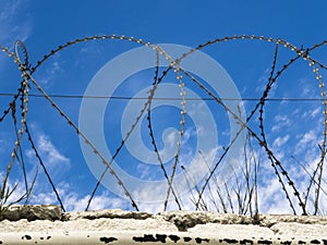 Barbed wire on a prison fence