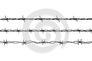Barbed wire. Protective boundary. Protection concept design. Vector fence seamless illustration isolated on white