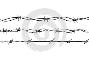 Barbed wire. Protective boundary. Protection concept design. Vector fence seamless illustration isolated on white