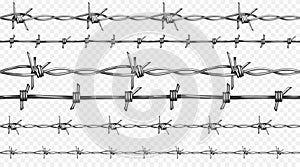 Barbed wire realistic seamless vector illustration