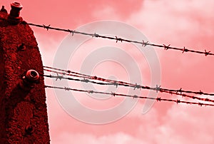 barbed wire and the red background