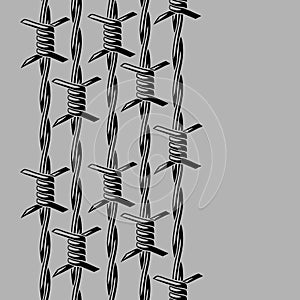 Barbed wire seamless pattern. Sharp barbwire border chain.