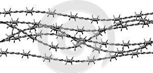 Barbed wire seamless pattern. Sharp barbwire border chain.