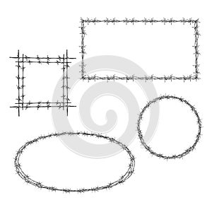 Barbed wire various frame realistic vector set
