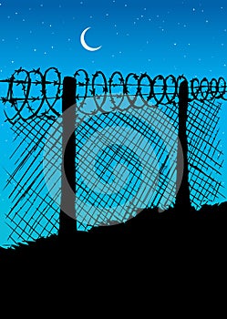 Barbed wire. Vector drawing