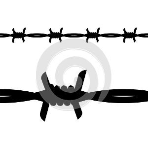 Barbed Wire vector silhouette. Vector illustration