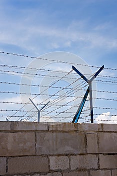 Barbed wire wall surrounding the forbidden area for access