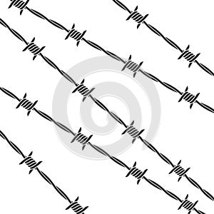 Barbed wire on white background. Silhouette