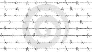 Barbed wire. Wire fence. Wire mesh. Lattice. Black barbed fence on a transparent background. Alpha channel. Symbol of war, prison,