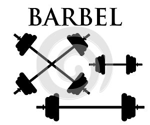 barbel fitness gym simple flat style logo design set