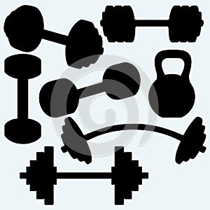 Barbell, barbell and kettlebell