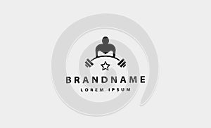 Barbell bodybuild fitness logo design vector photo