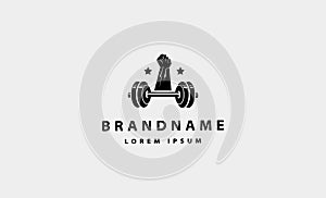 Barbell bodybuild fitness logo design vector photo