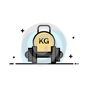 Barbell, Dumbbell, Equipment, Kettle bell, Weight  Business Flat Line Filled Icon Vector Banner Template