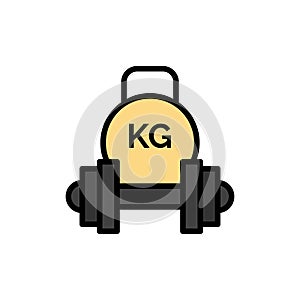 Barbell, Dumbbell, Equipment, Kettle bell, Weight  Flat Color Icon. Vector icon banner Template