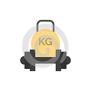 Barbell, Dumbbell, Equipment, Kettle bell, Weight  Flat Color Icon. Vector icon banner Template