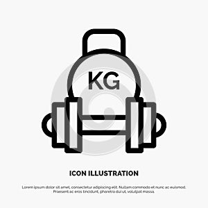 Barbell, Dumbbell, Equipment, Kettle bell, Weight Line Icon Vector