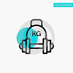 Barbell, Dumbbell, Equipment, Kettle bell, Weight turquoise highlight circle point Vector icon