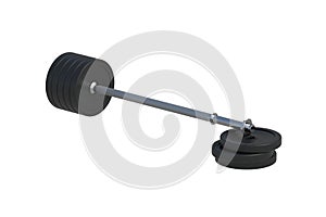 Barbell isolated on white background. Sports equipment. Bodybuilding and powerlifting