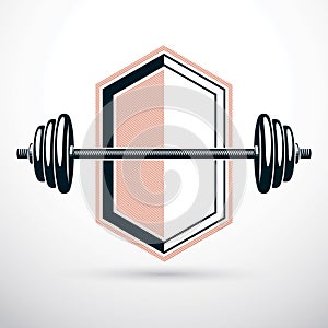 Barbell vector illustration isolated on white. Weight-lifting gym symbol. photo